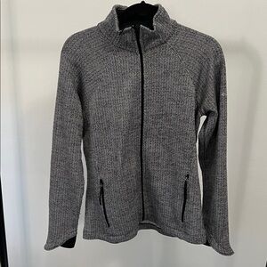 Gray Herringbone Zip-Up Jacket